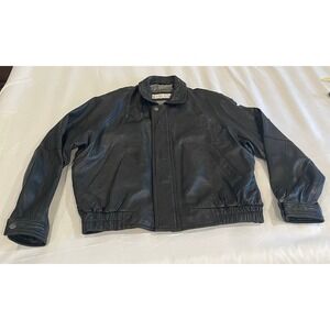 Vintage 90s Men's Jacket Black Leather Le Collezione Structure Size XL